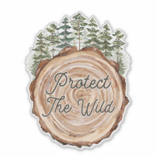 Sticker Jour des terres Devis Bois Disque Pins Arbres Envi