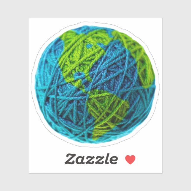 Sticker Jour des terres Global Knit Crochet Hobby Ball of  (Feuille)