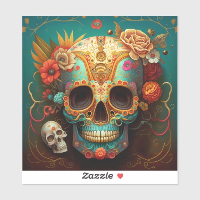 Sticker Jour Du Crâne Sucre Des Morts (Feuille)