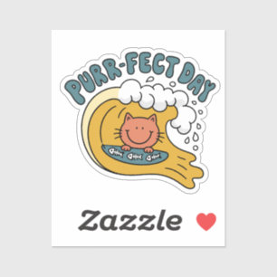 Sticker Journée de surf parfaite et drôle pour chat Rétro 