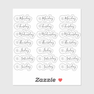 Sticker Jours de la semaine Aquarelle Snowflake Planner