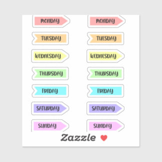 Sticker Jours de la semaine Pastel Rainbow Planner Script
