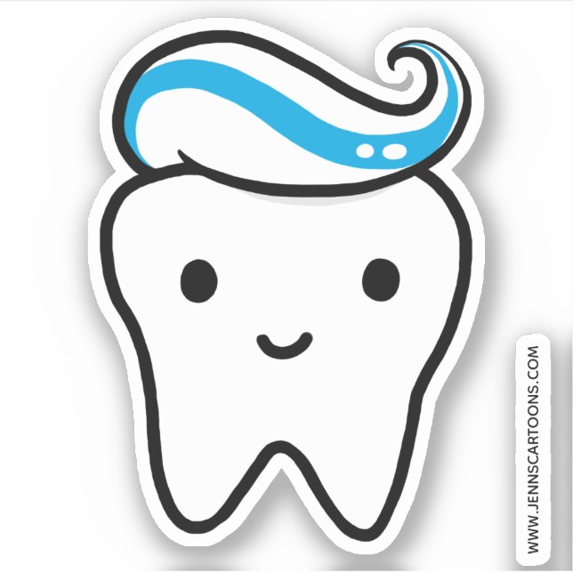Sticker Joyeuse dent avec dentifrice Funny mignonne Dentai (Devant)