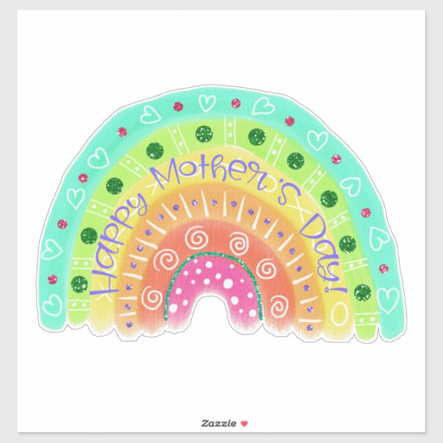Sticker Joyeuse fête des mères Boho Arc-en-ciel (Feuille)