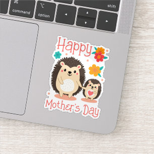 Sticker Joyeuse Fête des Mères Maman et bébé Hérisson