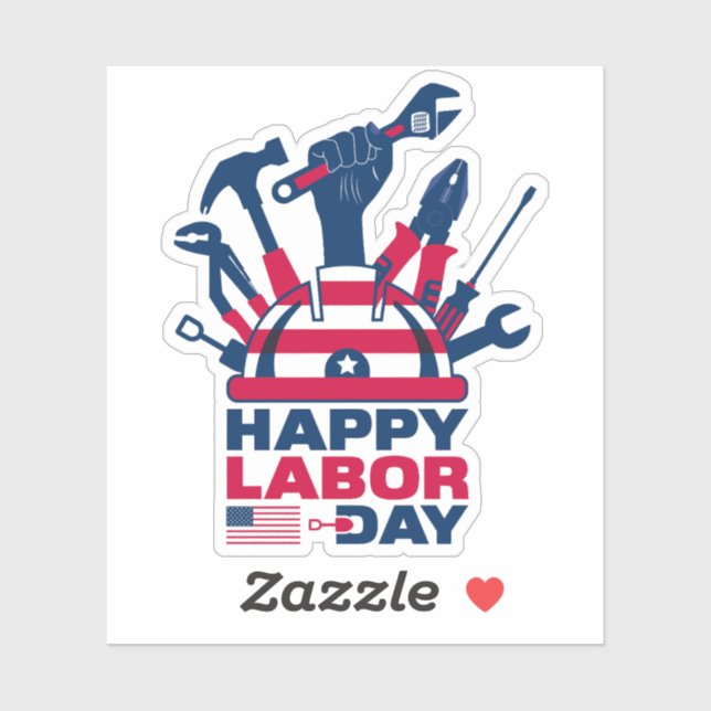 Sticker Joyeuse Fête du Travail, Fête des États-Unis (Feuille)