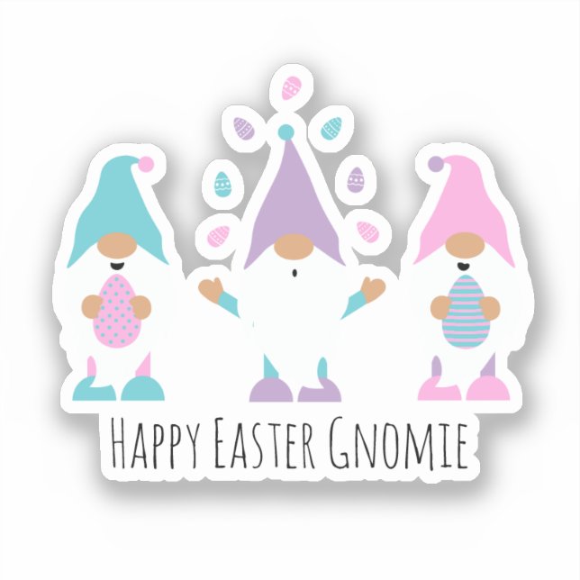 Sticker Joyeuse Gnomie de Pâques Jonglant des oeufs de Pâq (Recto)