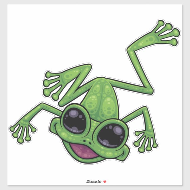 Sticker Joyeuse grenouille verte (Feuille)