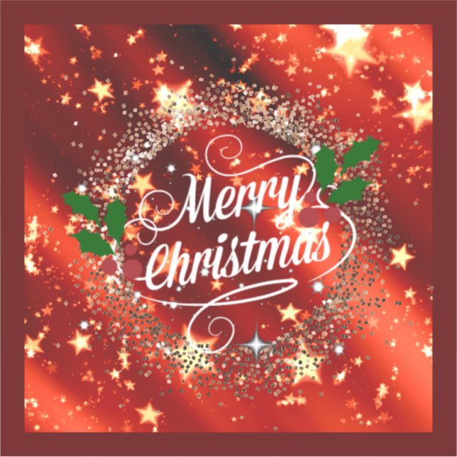 Sticker Joyeuse parties scintillant rouge de Noël et étinc (Devant)