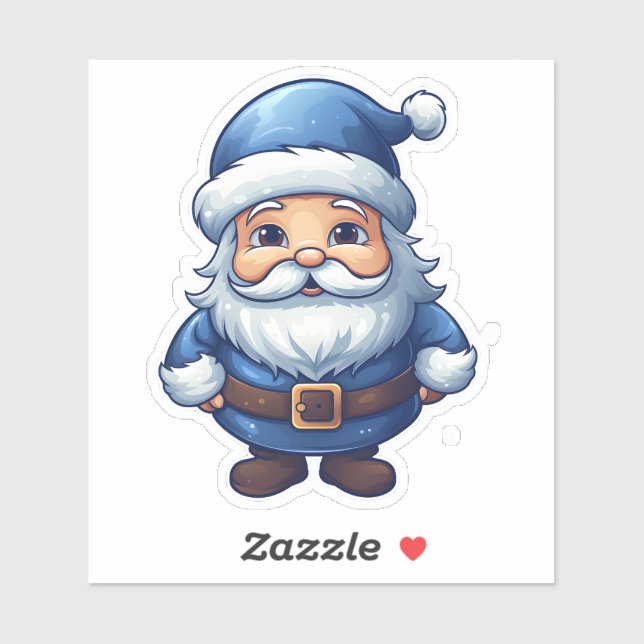 Sticker Joyeuse Père Noël Bleue Élargissement Cheval (Feuille)