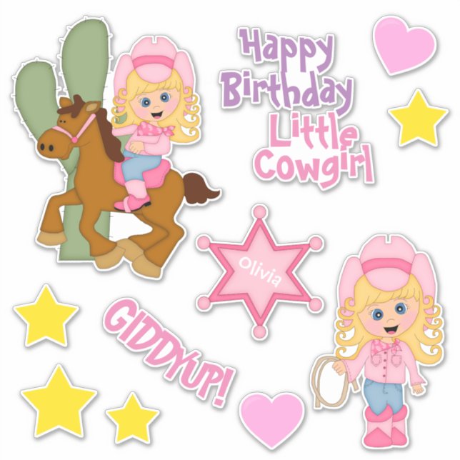 Sticker Joyeuse petite fille d'anniversaire (Devant)