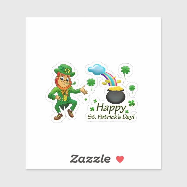 Sticker Joyeuse Saint-Patrick Lutins Arc-en-ciel  (Feuille)