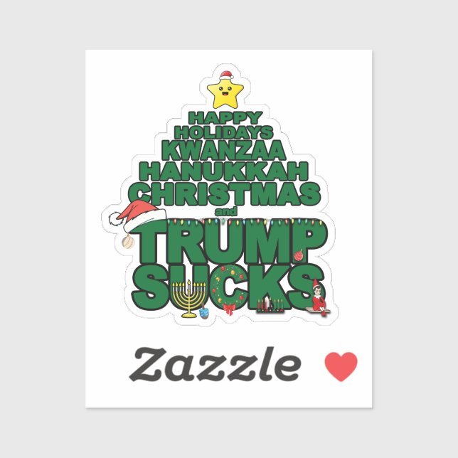 Sticker Joyeuses fêtes Trump sucks (Feuille)
