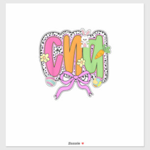 Sticker Joyeuses Pâques Infirmière CNA Coquette Nœud Lapin