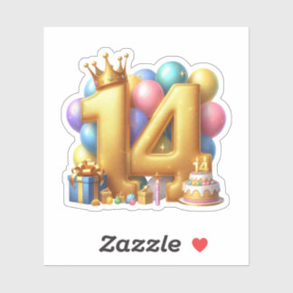 Sticker Joyeux 14e anniversaire