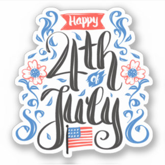 Sticker Joyeux 4 juillet avec drapeau américain