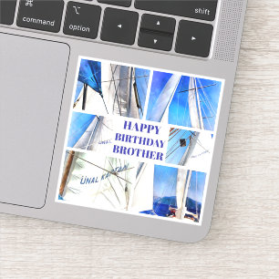 Sticker Joyeux Anniversaire Frère Voiles Blanches Artistiq