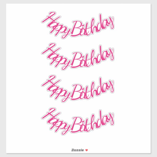 Sticker Joyeux anniversaire Hot Pink mignon Fille Party 20 (Feuille)