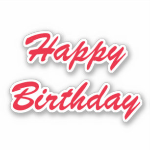 Sticker Joyeux Anniversaire minimaliste rouge coloré texte