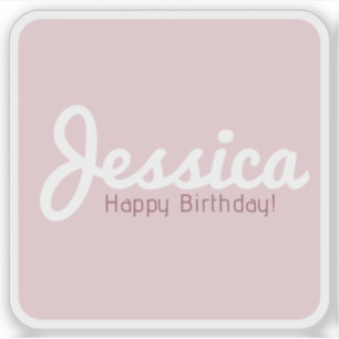Sticker Joyeux anniversaire, Nom personnalisable   Or Rose