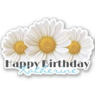 Sticker Joyeux Anniversaire Nom Personnalisé Marguerites B