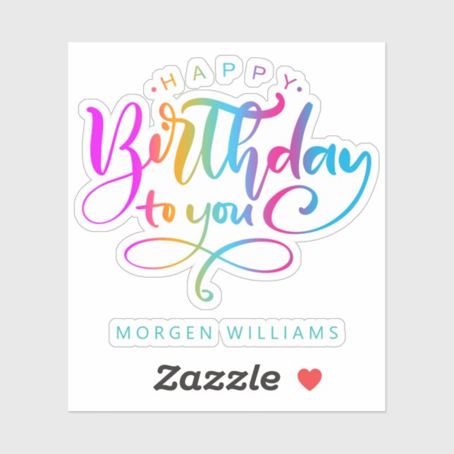 Sticker Joyeux anniversaire pour vous design de typographi (Feuille)