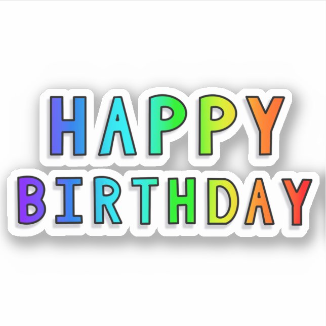 Sticker Joyeux anniversaire Rainbow Gradient (Devant)
