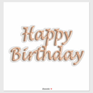 Sticker Joyeux anniversaire rose en or style ballon texte