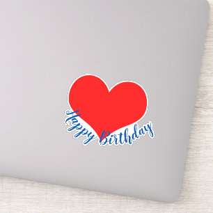 Sticker Joyeux Anniversaire Rouge Coeur mignon Coloré Mod
