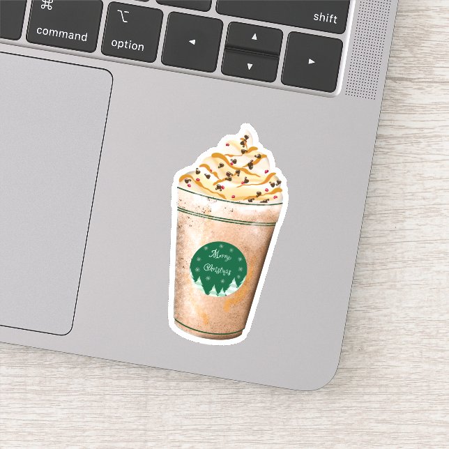 Sticker Joyeux Caramel de Noël en latte percé (Détail)