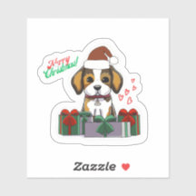 Joyeux chien de Noël avec chevalet de coeur