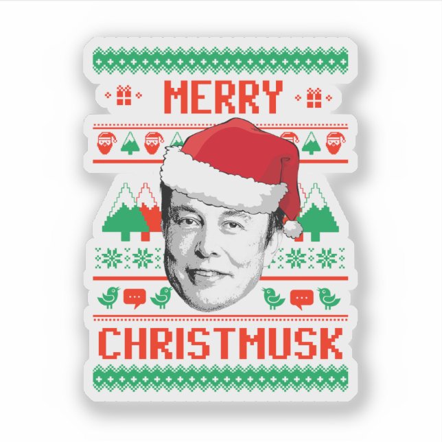 Sticker Joyeux Christmusk UGLY CHRISTMAS SWEATER (Devant)