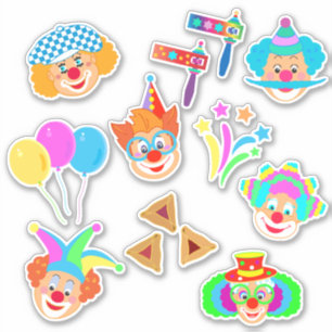 Sticker Joyeux Clowns Purim Festival Symboles de Fêtes