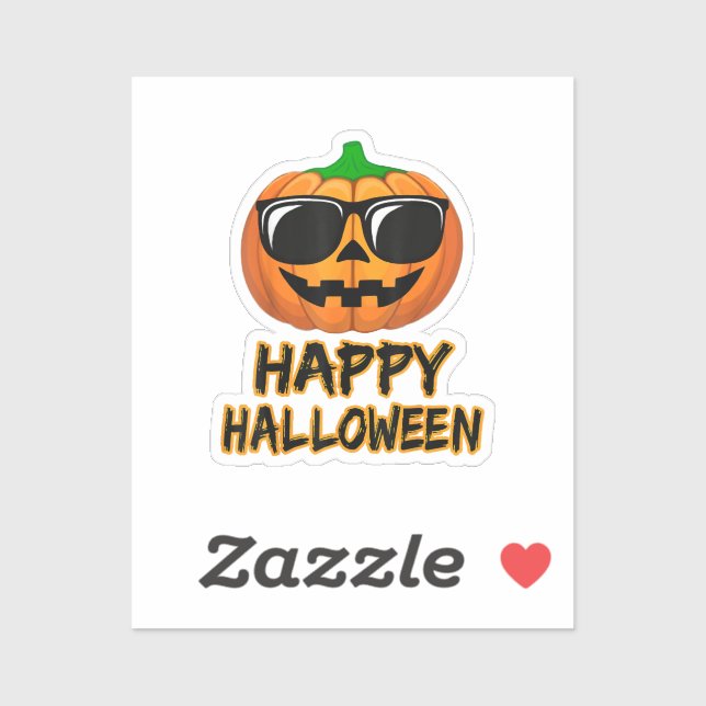 Sticker Joyeux costume d'Halloween drôle Citrouille (Feuille)