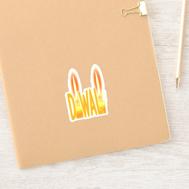 Sticker Joyeux Diwali illumine bougies typographie lumière (Carnet)