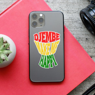 Sticker Joyeux Djembe coloré Me Rendre Joyeux Tambour Afri