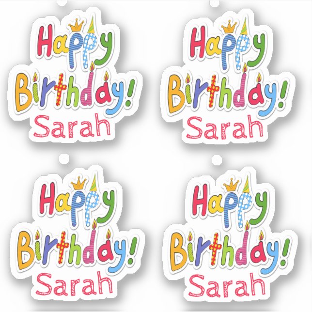 Sticker Joyeux et coloré texte d'anniversaire - Personnali (Devant)