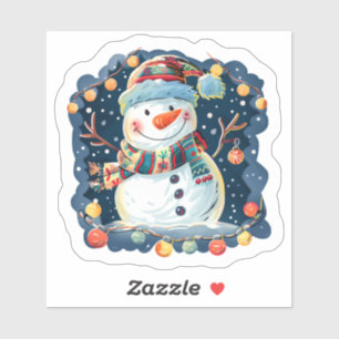Sticker Joyeux Festif Snowman Fête Noël