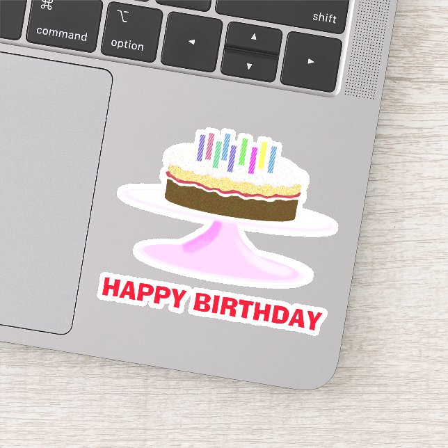 Sticker Joyeux gâteau d'anniversaire et bougies (Détail)