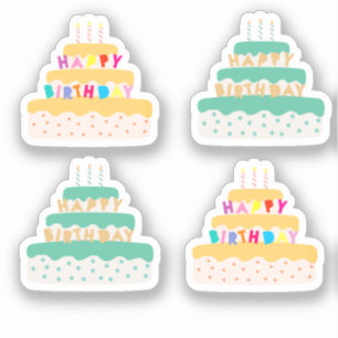 Sticker Joyeux gâteau de trois niveaux anniversaire
