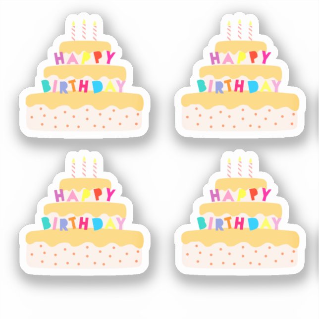 Sticker Joyeux gâteau de trois niveaux anniversaire (Recto)