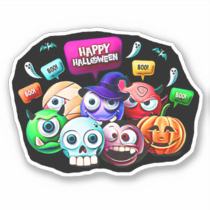 Sticker Joyeux Halloween Boo,  Ensemble de personnages 3D