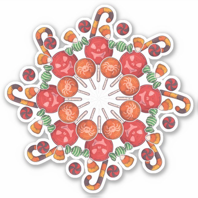 Sticker Joyeux Halloween | Collage de bonbons Trick Or Tre (Devant)