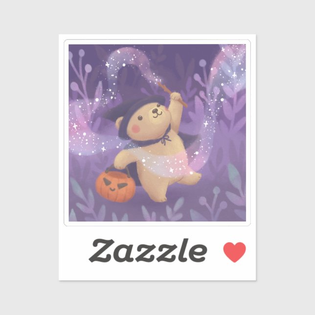 Sticker Joyeux Halloween : Teddy la sorcière (Feuille)