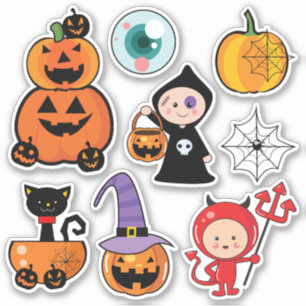 Sticker  Joyeux Halloween  Tic ou traitement mignon