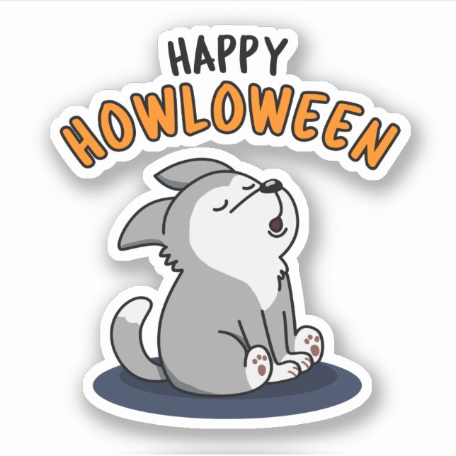 Sticker Joyeux Howloween Funny Chien Pun (Devant)