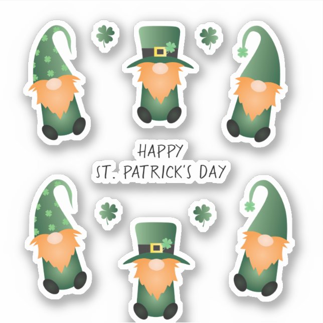 Sticker Joyeux Jour de la Saint Patrick Gnomes Green Orang (Devant)