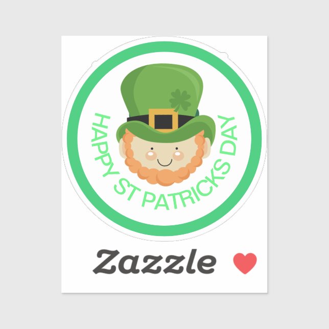 Sticker Joyeux Jour de la Saint Patrick leprechaun (Feuille)