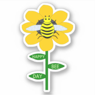 Sticker Joyeux Jour des abeilles Bumblebee Anniversaire Fo