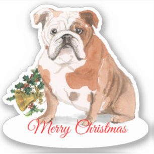 Sticker Joyeux Noël Anglais Chien-taureaux Custom-Cut Viny